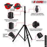 5 Core Speaker Stand Tripod Floor Tall Adjustable Up to 72 Inch DJ Studio Monitor Stands Pole Mount - SS ECO 1PK WOB