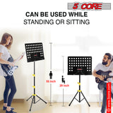 5 Core Sheet Music Stand Dual Use Professional Portable Music Stand, Metal Desktop Tripod Music Book Stand & Orchestral Sheet Stand Folding Adjustable Sturdy Heavy Duty for Performance & Band-MUS YLW