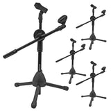 5 Core Dual Microphone Stand, Foldable Tripod Boom Mini Mic Stand On-Stage Stands Short Adjustable Mic Floor Stand For Singing 360 Rotating with Dual Mic Clip Holders MS DBL S
