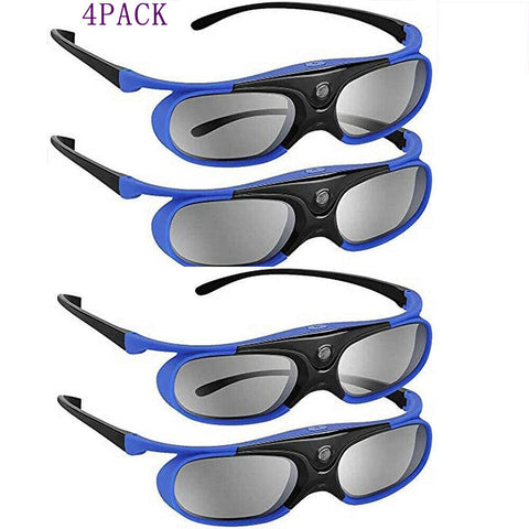 DLP-Link 3D Active Shutter Glasses 4Pack;  144Hz Rechargeable DLP-Link 3D Active Shutter Glasses for All 3D DLP Projectors(Blue)