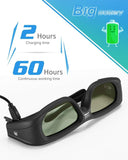 Active Shutter 3D Glasses 4 Pack;  Rechargeable Bluetooth 3D Glasses (GREEN)