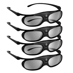 DLP-Link 3D Active Shutter Glasses 4Pack;  144Hz Rechargeable DLP-Link 3D Active Shutter Glasses for All 3D DLP Projectors(BlACK)